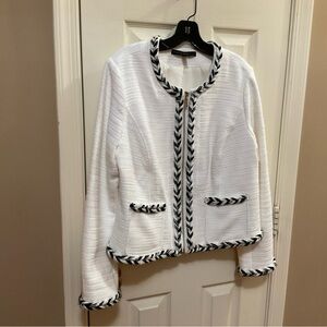 White House Black Market White Jacket with Black Accents NWT